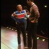 Director/writer Arthur Laurents (L) with stage manager Fritz Holt (R) on the set of the Broadway musical "La Cage aux Folles" (New York)