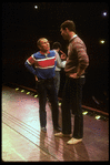 Director/writer Arthur Laurents (L) with stage manager Fritz Holt (R) on the set of the Broadway musical "La Cage aux Folles" (New York)