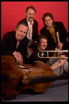 Publicity photo of the Jay Leonhart Quartet; (L-R) musicians Jay Leonhart, Terry Clarke, Jim Pugh and David Samuels (New York)