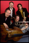 Publicity photo of the Jay Leonhart Quartet; (L-R) musicians Jay Leonhart, Terry Clarke, Jim Pugh and David Samuels (New York)