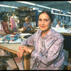 Publicity photo of theatrical costume maker Barbara Matera in her workshop (New York)