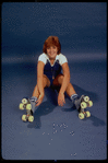 Publicity photo of actress Andrea McArdle on rollerskates (New York)