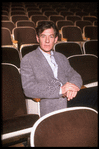 Actor Ian McKellan sitting in theater during rehearsal for production of "Richard III" at the Brooklyn Academy of Music (BAM) (New York)