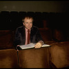 Playwright Terrence McNally sitting in the audience at the Martin Beck Theater, where his musical "The Rink" is playing (New York)