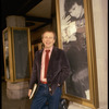 Playwright Terrence McNally standing in front of Martin Beck Theater where his musical, "The Rink" is playing (New York)