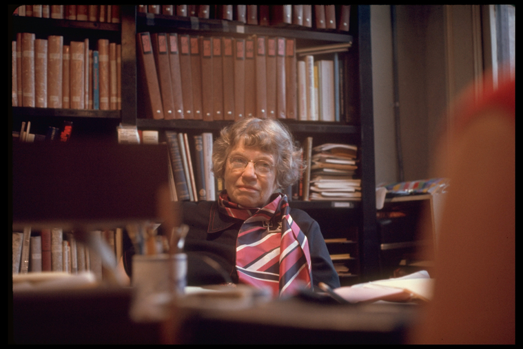Anthropologist Margaret Mead in her office at the American Museum of
