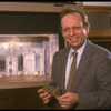 Designer David Mitchell with model of set he designed for the New York City Ballet production of "Liebeslieder Walzer" (New York)