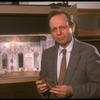 Designer David Mitchell with model of set he designed for the New York City Ballet production of "Liebeslieder Walzer" (New York)