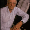 Publicity photo of playwright Arthur Miller at piano during rehearsal for his show "Up from Paradise" (New York)