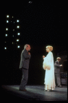 Director Harold Prince w. actress Judy Kaye during rehearsal for Broadway musical "On the Twentieth Century" (New York)