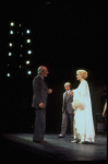 (L-R) Director Harold Prince w. actors George Lee Andrews & Judy Kaye during rehearsal for Broadway musical "On the Twentieth Century" (New York)