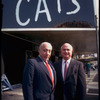 Producers (L-R) Bernard Jacobs & Gerald Schoenfeld under marquee of Winter Garden Theater, housing their production of musical "Cats" (New York)