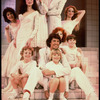 Director/choreographer/actor Tommy Tune (C) surrounded by cast members, incl. actresses (Top L-R) Taina Elg & Liliane Montevecchi, Shelly Burch (Middle 2L) & Anita Morris (Seated) on the set of his Broadway musical "Nine" (New York)