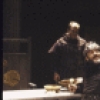 Actors Raul Julia & Melinda Mullins in a scene fr. the New York Shakespeare Festival production of the play "Macbeth" (New York)