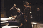 Actors Raul Julia & Melinda Mullins in a scene fr. the New York Shakespeare Festival production of the play "Macbeth" (New York)