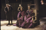 Actors Raul Julia & Melinda Mullins in a scene fr. the New York Shakespeare Festival production of the play "Macbeth" (New York)