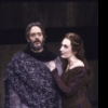 Actors Melinda Mullins & Raul Julia in a scene fr. the New York Shakespeare Festival production of the play "Macbeth" (New York)