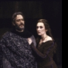 Actors Melinda Mullins & Raul Julia in a scene fr. the New York Shakespeare Festival production of the play "Macbeth" (New York)