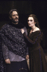 Actors Melinda Mullins & Raul Julia in a scene fr. the New York Shakespeare Festival production of the play "Macbeth" (New York)