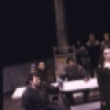 Actors Raul Julia (R) & Melinda Mullins (C) w. cast in a scene fr. the New York Shakespeare Festival production of the play "Macbeth" (New York)