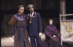 Actors (L-R) Larry Bryggman, Raul Julia & Melinda Mullins in a scene fr. the New York Shakespeare Festival production of the play "Macbeth" (New York)