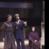 Actors (L-R) Larry Bryggman, Raul Julia & Melinda Mullins in a scene fr. the New York Shakespeare Festival production of the play "Macbeth" (New York)