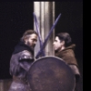 Actors (L-R) Raul Julia & William Converse-Roberts in a scene fr. the New York Shakespeare Festival production of the play "Macbeth" (New York)
