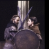 Actors (L-R) Raul Julia & William Converse-Roberts in a scene fr. the New York Shakespeare Festival production of the play "Macbeth" (New York)
