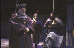 Actors (L-R) Mark Hammer, Scott Allegrucci, Peter Jay Fernandez & Raul Julia in a scene fr. the New York Shakespeare Festival production of the play "Macbeth" (New York)