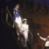 Actors (L-3L) Helen Hunt, Tracey Ullman & Morgan Freeman w. cast in a scene fr. the New York Shakespeare Festival's production of the play "The Taming of the Shrew" at the Delacorte Theatre in Central Park. (New York)