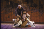 Actors (L-R) Helen Hunt, George Guidall & Tracey Ullman in a scene fr. the New York Shakespeare Festival's production of the play "The Taming of the Shrew" at the Delacorte Theatre in Central Park. (New York)