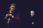 Actors (L-R) Rex Harrison & James Donald (who left the production prior to opening) in a scene fr. the Broadway play "Emperor Henry IV." (New York)