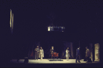 Actors (L-2R) James Donald (who left the production prior to opening), Eileen Herlie, David Hurst, Linda de Coff & Rudolph Willrich in a scene fr. the Broadway play "Emperor Henry IV." (New York)