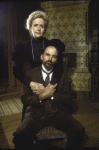 Actors Joan Potter & Edward Seamon in a scene fr. the Roundabout Theatre production of the play "The Master Builder." (New York)