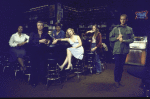 Actors (L-R) Barbara Montgomery, Don Parker, Douglas Travis, Shirley Knight, Kaiulani Lee and Michael Sacks in a scene from the Broadway play "Kennedy's Children." (Boston)