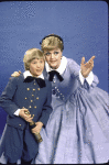 Actors Jason Scott and Angela Lansbury in a publicity shot for the replacement cast of the Broadway revival of the musical "The King and I" (New York)