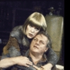 Actors Lynn Redgrave and Charles Durning in a scene from the Broadway production of the play "Knock Knock" (New York)