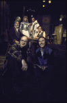 Playwright Jules Feiffer and director Marshall W. Mason (front, L-R) with (back, L-R) actors Neil Flanagan, Nancy Snyder, Judd Hirsch and Daniel Seltzer in a publicity shot for the Circle Repertory Company production of Feiffer's play "Knock Knock" (New York)