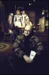 Playwright Jules Feiffer (front) with (back, L-R) actors Neil Flanagan, Nancy Snyder, Judd Hirsch and Daniel Seltzer in a publicity shot for the Circle Repertory Company production of Feiffer's play "Knock Knock" (New York)