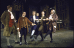 Actors (L-R) Ken Howard, William Daniels, Henry LeClair, David Vosburgh & Howard Da Silva  in a scene fr. the Broadway  musical "1776." (New York)