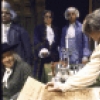 Actors Roy Poole (L) & David Ford (R) w. cast members in a scene fr. the Broadway musical "1776." (New York)