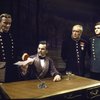 Actors (2L & 2R) Maximilian Schell & Dennis King w. cast members in a scene fr. the Broadway play "A Patriot For Me." (New York)