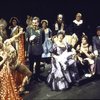 Actress Billi Vitali (L) w. actor Maximilian Schell (5L, standing) & cast members in a scene fr. the Broadway play "A Patriot For Me." (New York)