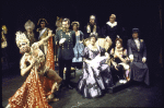 Actress Billi Vitali (L) w. actor Maximilian Schell (5L, standing) & cast members in a scene fr. the Broadway play "A Patriot For Me." (New York)