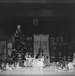Party scene with Dolls Margaret Wood and Karen Morrell  in first act, in a New York City Ballet production of "The Nutcracker."