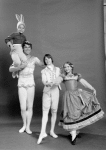 Jacques d'Amboise and his children Catherine (Bunny), Christopher and Charlotte, in a New York City Ballet production of "The Nutcracker." (New York)