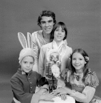 Jacques d'Amboise and his children Catherine (Bunny), Christopher and Charlotte, in a New York City Ballet production of "The Nutcracker." (New York)