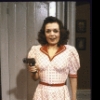Actress Dorothy Cantwell in a scene from the Broadway play "The Musical Comedy Murders of 1940" (New York)
