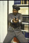 Actor Willie C Carpenter in a scene from the Broadway play "The Musical Comedy Murders of 1940" (New York)