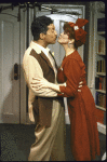 Actors Michael Ayr and Pamela Dunlap in a scene from the Broadway play "The Musical Comedy Murders of 1940" (New York)